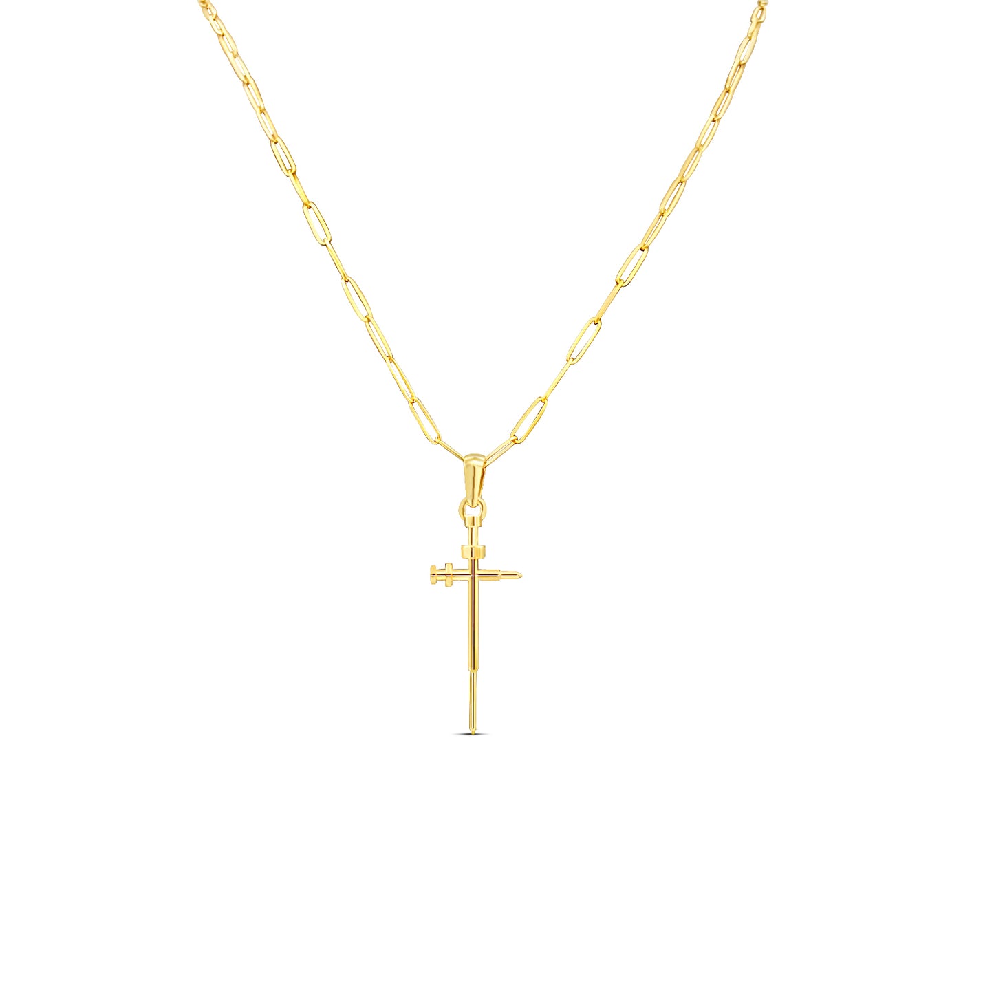 Firing Pin Cross Necklace - 14k